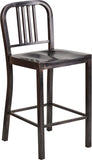 24'' High Black-Antique Gold Metal Indoor-Outdoor Counter Height Stool