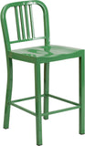 24'' High Green Metal Indoor-Outdoor Counter Height Stool