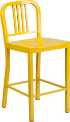 24'' High Yellow Metal Indoor-Outdoor Counter Height Stool