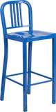 30'' High Blue Metal Indoor-Outdoor Barstool