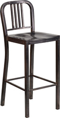 30'' High Black-Antique Gold Metal Indoor-Outdoor Barstool