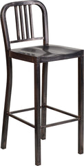 30'' High Black-Antique Gold Metal Indoor-Outdoor Barstool