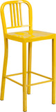 30'' High Yellow Metal Indoor-Outdoor Barstool