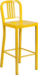 30'' High Yellow Metal Indoor-Outdoor Barstool