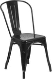 Black Metal Indoor-Outdoor Stackable Chair