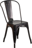 Black-Antique Gold Metal Indoor-Outdoor Stackable Chair