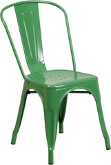 Green Metal Indoor-Outdoor Stackable Chair