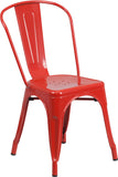 Red Metal Indoor-Outdoor Stackable Chair