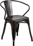 Black-Antique Gold Metal Indoor-Outdoor Chair with Arms