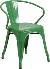 Green Metal Indoor-Outdoor Chair with Arms