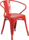 Red Metal Indoor-Outdoor Chair with Arms