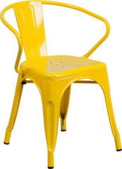 Yellow Metal Indoor-Outdoor Chair with Arms
