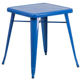 24'' Square Blue Metal Indoor-Outdoor Table