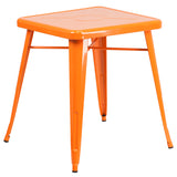 24'' Square Orange Metal Indoor-Outdoor Table