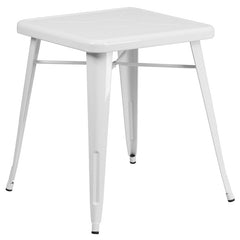 24'' Square White Metal Indoor-Outdoor Table