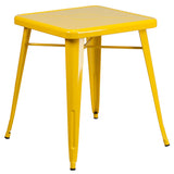 24'' Square Yellow Metal Indoor-Outdoor Table