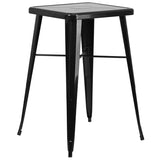 24'' Square Black Metal Indoor-Outdoor Bar Height Table