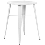 24'' Square White Metal Indoor-Outdoor Bar Height Table