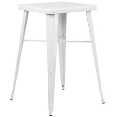 24'' Square White Metal Indoor-Outdoor Bar Height Table