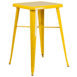 24'' Square Yellow Metal Indoor-Outdoor Bar Height Table