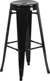 30'' High Backless Black Metal Indoor-Outdoor Barstool with Round Seat
