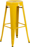 30'' High Backless Yellow Metal Indoor-Outdoor Barstool with Round Seat