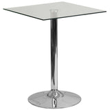 23.75'' Square Glass Table with 30''H Chrome Base