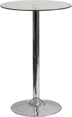 23.5'' Round Glass Table with 35.5''H Chrome Base