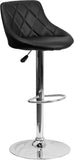 Contemporary Black Vinyl Bucket Seat Adjustable Height Barstool with Chrome Base