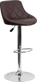 Contemporary Brown Vinyl Bucket Seat Adjustable Height Barstool with Chrome Base