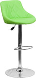 Contemporary Green Vinyl Bucket Seat Adjustable Height Barstool with Chrome Base
