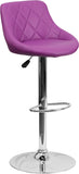 Contemporary Purple Vinyl Bucket Seat Adjustable Height Barstool with Chrome Base