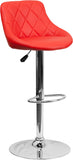 Contemporary Red Vinyl Bucket Seat Adjustable Height Barstool with Chrome Base