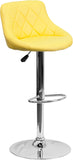 Contemporary Yellow Vinyl Bucket Seat Adjustable Height Barstool with Chrome Base