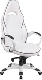 High Back White Vinyl Executive Swivel Office Chair with Black Trim