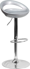 Contemporary Silver Plastic Adjustable Height Barstool with Chrome Base