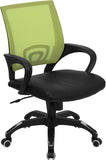 Mid-Back Green Mesh Swivel Task Chair with Black Leather Padded Seat