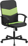 Mid-Back Black Vinyl and Green Mesh Racing Executive Swivel Office Chair