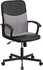 Mid-Back Black Vinyl and Light Gray Mesh Racing Executive Swivel Office Chair