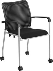 Stackable Black Mesh Side Chair with Casters