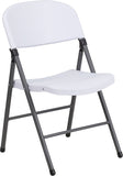 HERCULES Series 330 lb. Capacity White Plastic Folding Chair with Charcoal Frame