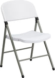 HERCULES Series 330 lb. Capacity White Plastic Folding Chair with Gray Frame