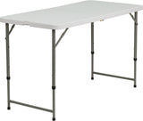 School 24''W x 48''L Height Adjustable Granite White Plastic Folding Table