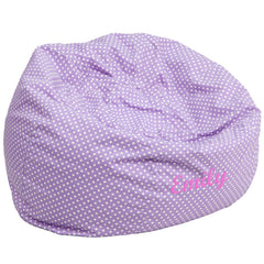 Personalized Oversized Lavender Dot Bean Bag Chair