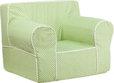 Oversized Green Dot Kids Chair with White Piping