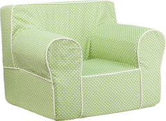Oversized Green Dot Kids Chair with White Piping