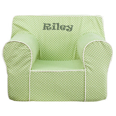 Personalized Oversized Green Dot Kids Chair with White Piping