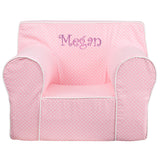 Personalized Oversized Light Pink Dot Kids Chair with White Piping