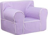 Oversized Lavender Dot Kids Chair with White Piping