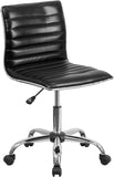 Low Back Armless Black Ribbed Designer Swivel Task Chair